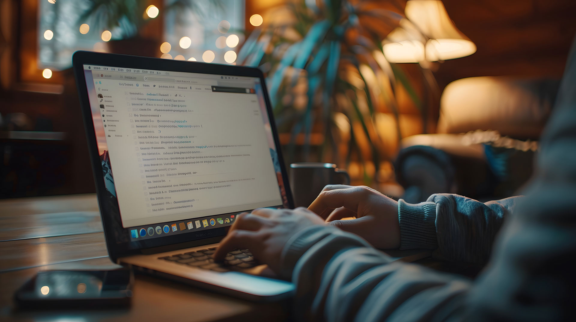 woman's hands on laptop keyboard reviewing email marketing customer journey